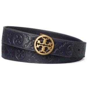 Tory Burch Monogramed Leather Belt